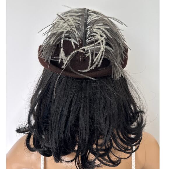 Vintage 50-60\'s Bellini Originals Black cocktail tilt Hat Silver Feather Accent main image 14